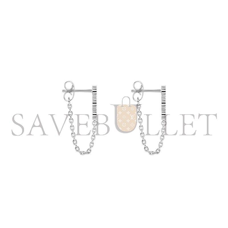 CELINE TRIOMPHE CHAIN EARRINGS IN BRASS WITH RHODIUM FINISH SILVER 460RC6BRA-36SI